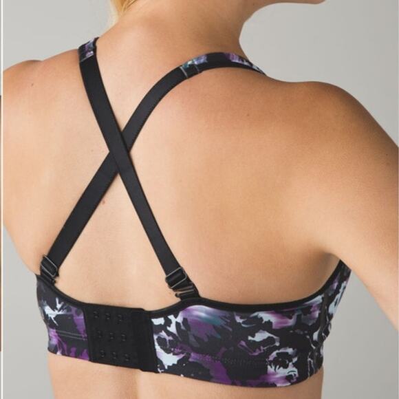 Lululemon Ta Ta Tamer Biggie Fleur Sombre Caspian Sport Bra Blue Black Size 36C - Picture 6 of 10